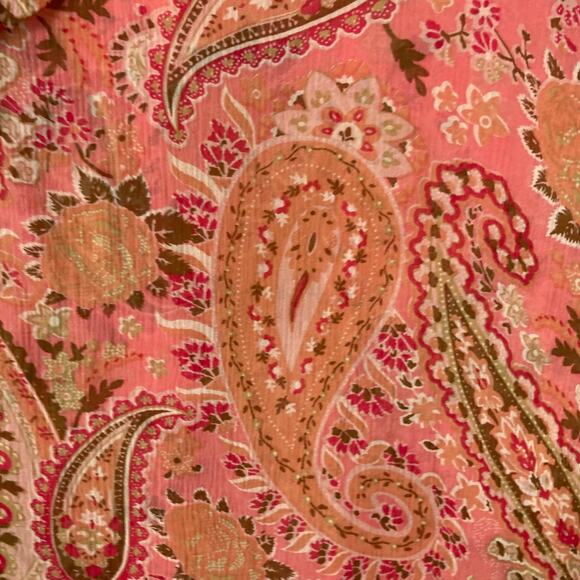 NWOT SUNDANCE Top Women M Silk Chiffon Paisley Floral Ruffle Pink Balloon Sleeve - Picture 5 of 10
